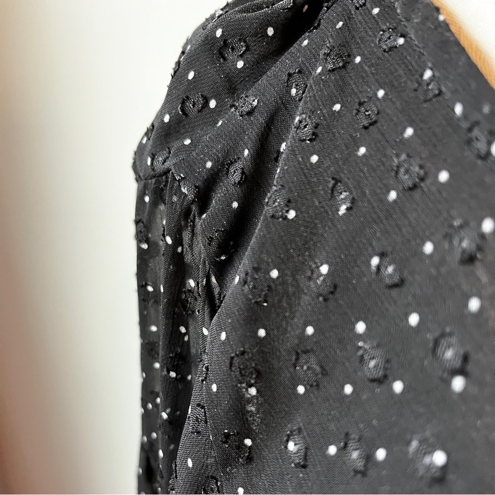 Club Monaco Darlana Wrap Blouse Black Polka Dot - Picture 12 of 14